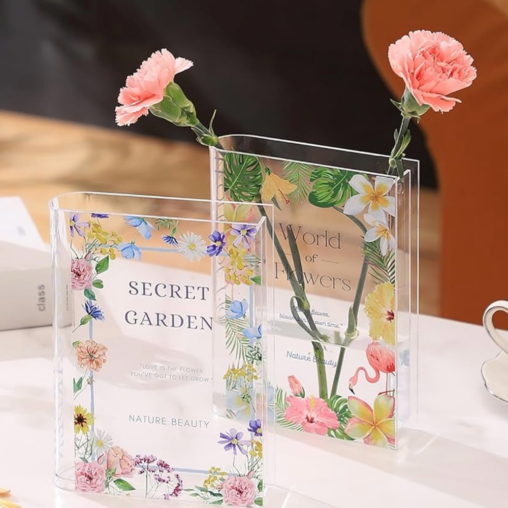 Nature Beauty Floral Acrylic book Vases